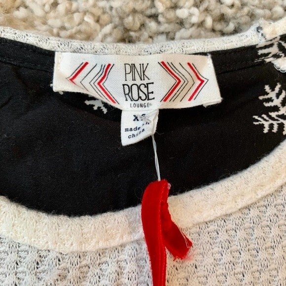 Pink Rose white top waffle knit long sleeve thermal top size XS softgirl - Picture 3 of 5